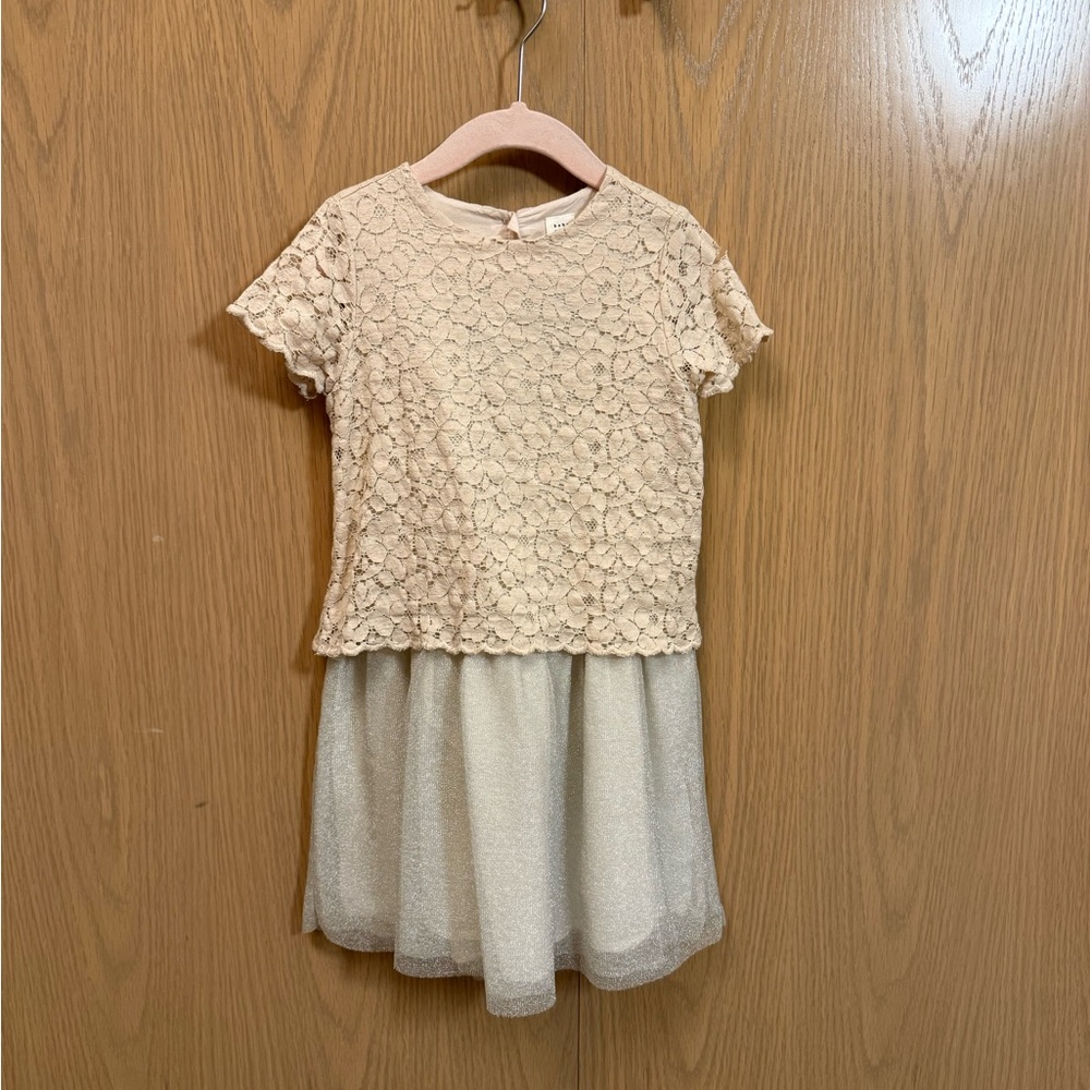 GAP Beige Lace Top with Sparkle Tulle Skirt Dress